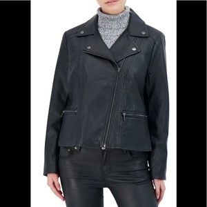 Sebby Collection Black Vegan Faux Leather Biker Moto Jacket NWT